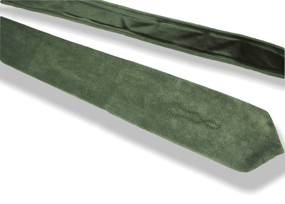 Hermes Vintage 60s Green Suede Arabesques Tie Lined with Satin of Silk 3.94", Rare! - poupishop
