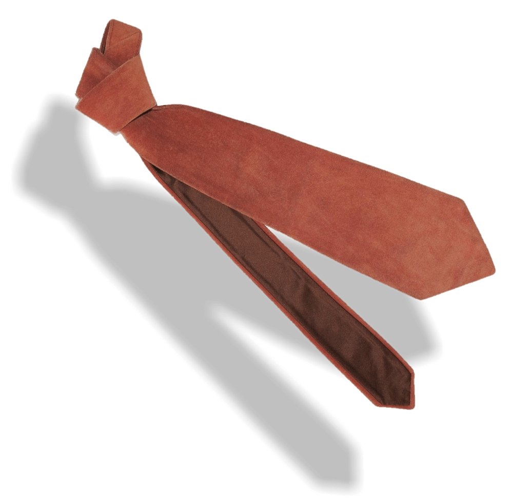 Hermes Vintage 60s Terracota Suede Tie Lined with Satin of Silk 3.94", Rare! - poupishop