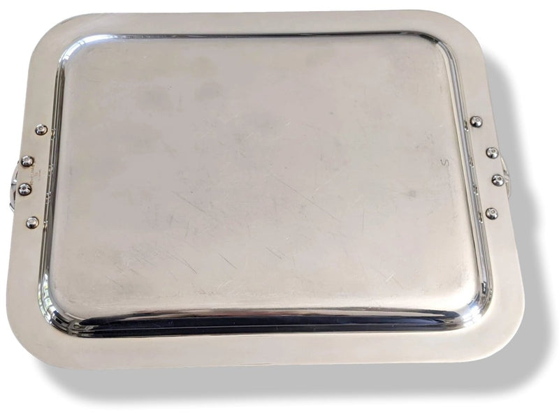 Hermes Vintage 80s Plated Silver Metal SMALL TRAY CHAINE D'ANCRE Plateau de service 27 x 22 cm, Rare! - poupishop