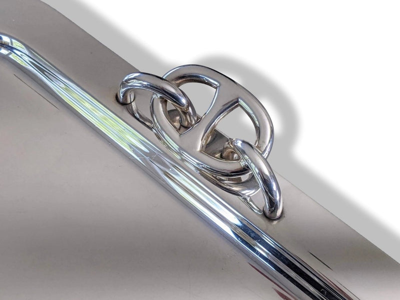Hermes Vintage 80s Plated Silver Metal SMALL TRAY CHAINE D'ANCRE Plateau de service 27 x 22 cm, Rare! - poupishop