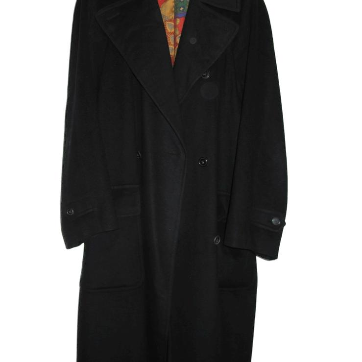 Hermes Vintage 90cms Black 100% Cashmere Men Print Coat, Sz52 - poupishop