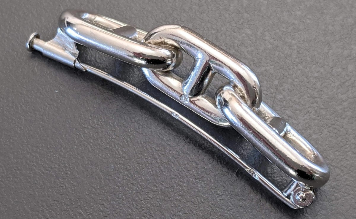 Hermes Vintage AG 925 Sterling Silver Chaine d'Ancre Brooch, Rare in Pochette! - poupishop
