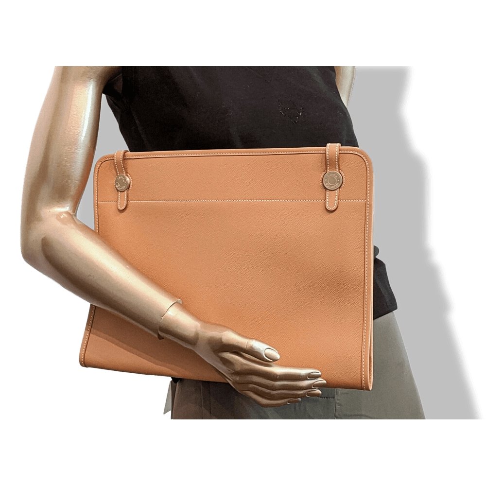 Hermes Vintage Beige Epsom PORTE-DOCUMENTS SELLIER Briefcase Notebook GM Pochette, BNIB! - poupishop