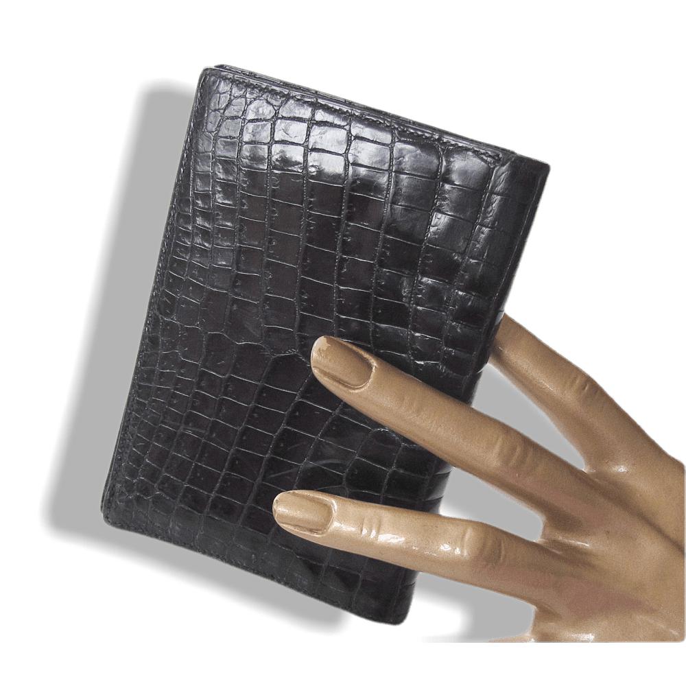 Hermes Vintage Black Crocodile Wallet, Excellent! - poupishop
