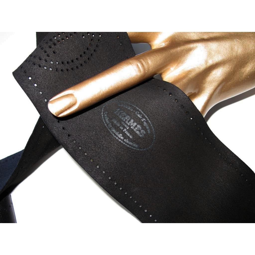 Hermes Vintage Black Lambskin Perforated H Belt - poupishop