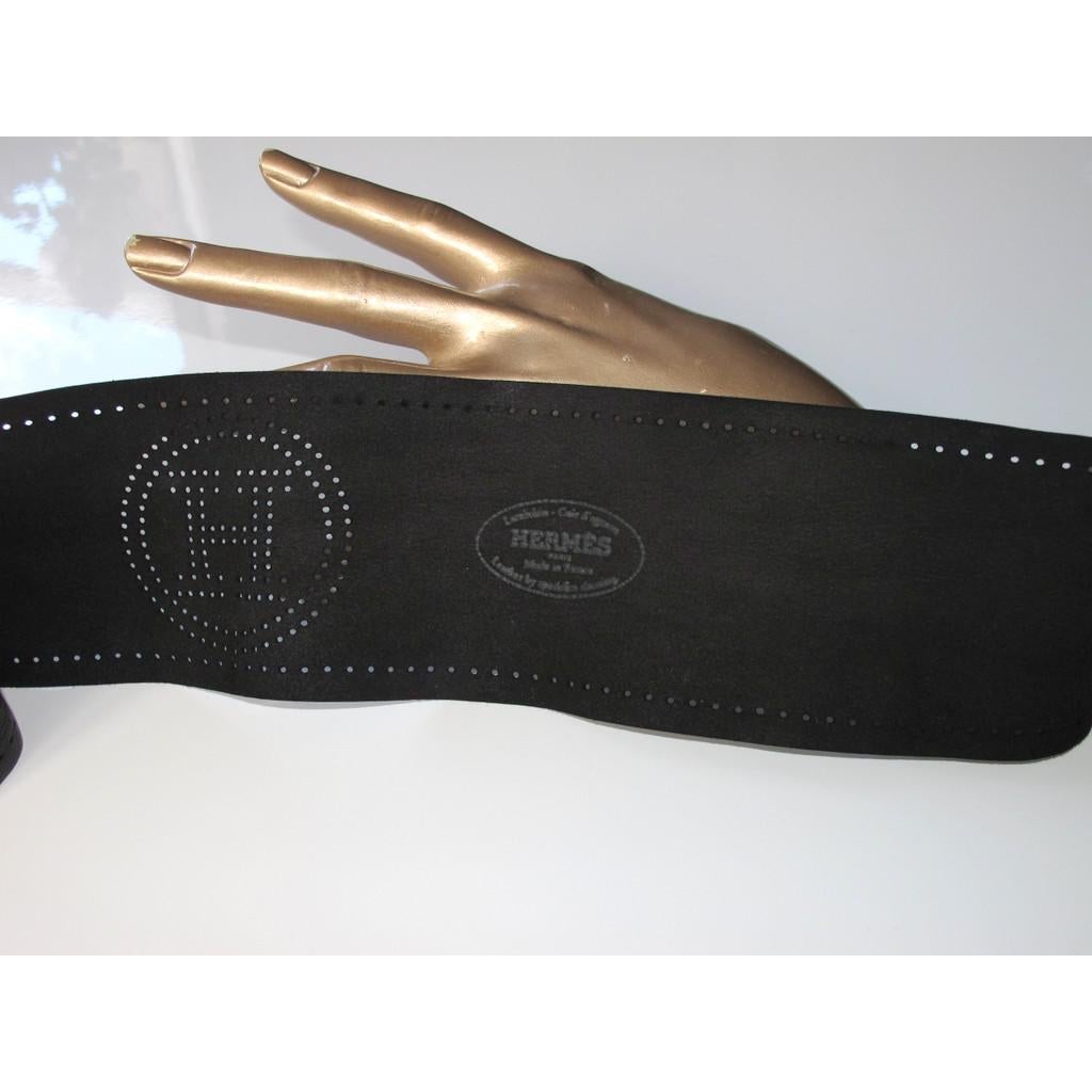 Hermes Vintage Black Lambskin Perforated H Belt - poupishop
