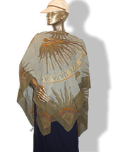 Hermes Vintage Bronze Celadon Sundial Huge Muslin of Cotton Pareo, Rare! - poupishop
