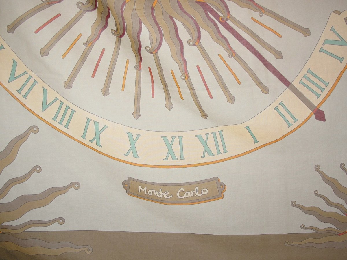Hermes Vintage Bronze Celadon Sundial Huge Muslin of Cotton Pareo, Rare! - poupishop