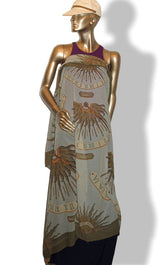 Hermes Vintage Bronze Celadon Sundial Huge Muslin of Cotton Pareo, Rare! - poupishop