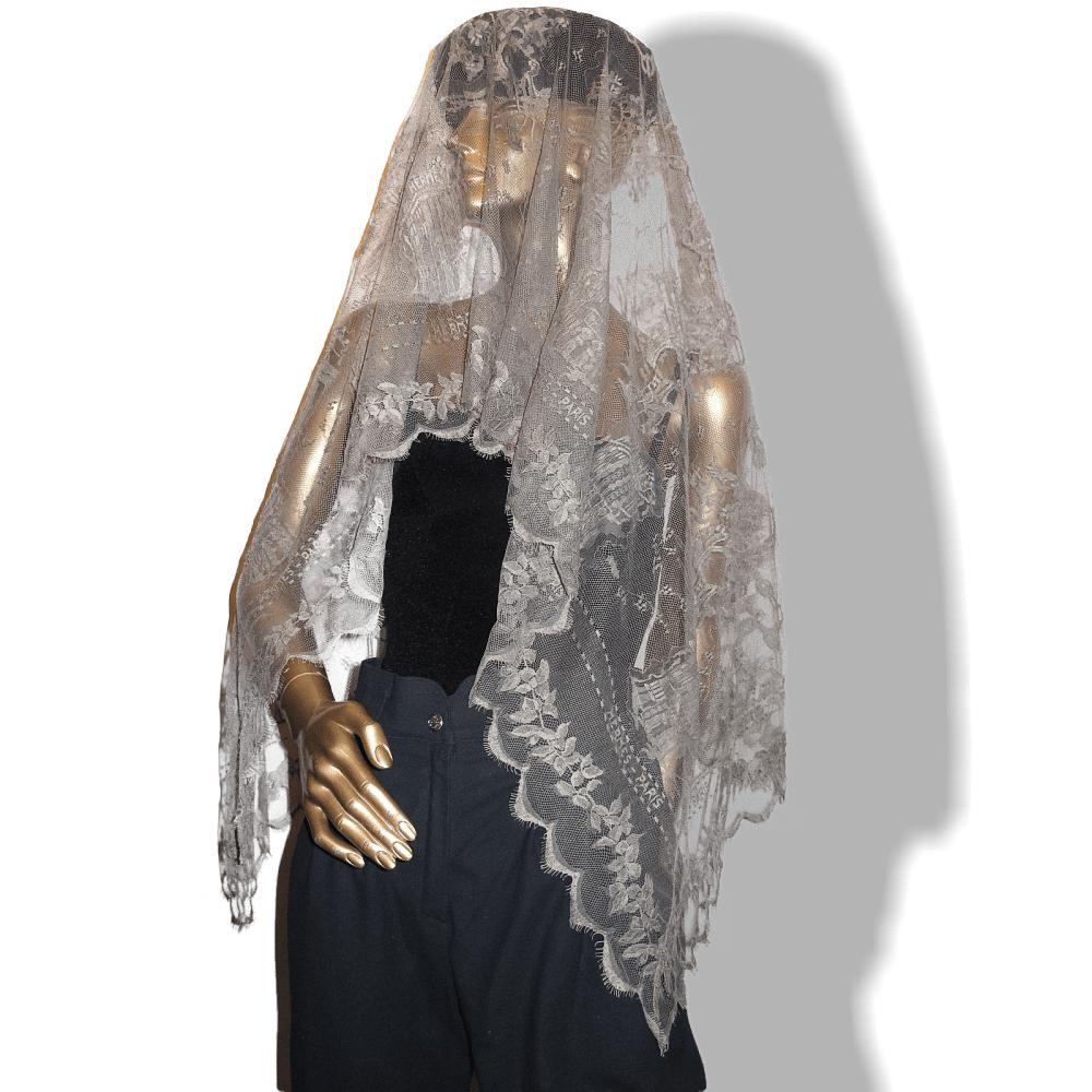 Hermes Vintage Exceptional Etoupe Lace Dentelles Embroidered Stole 76" x 24", Rare! - poupishop