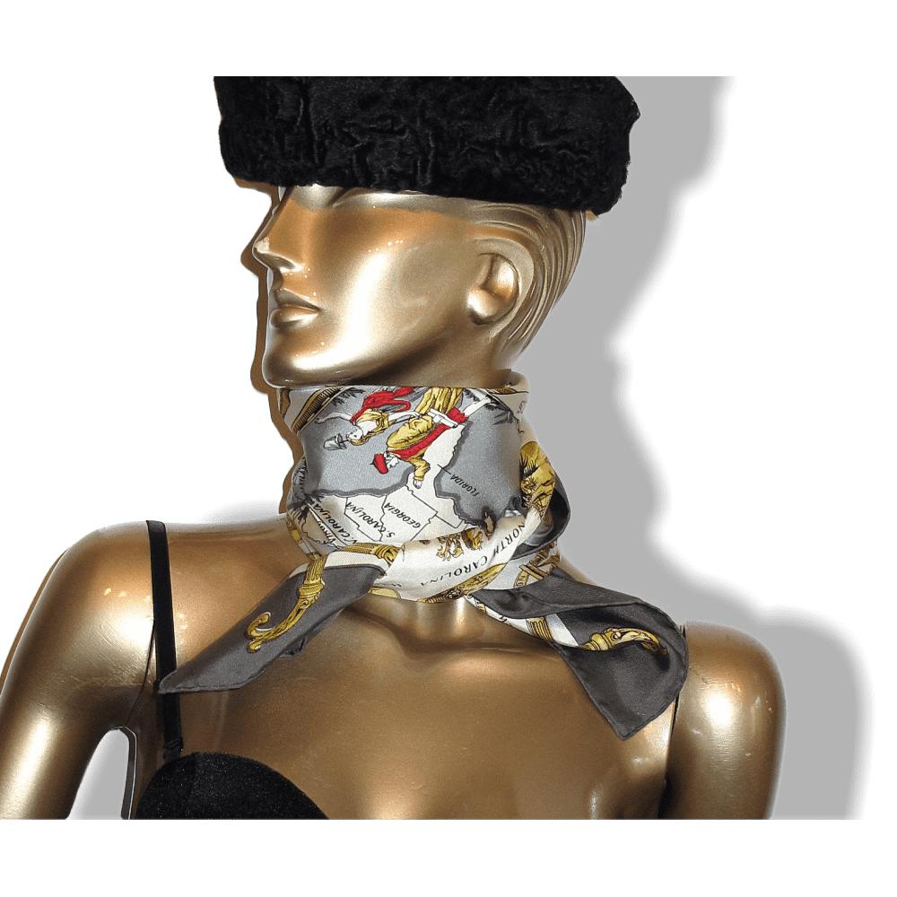 Hermes Vintage Grey Gold Arms of United States Twill silk 90cm - poupishop