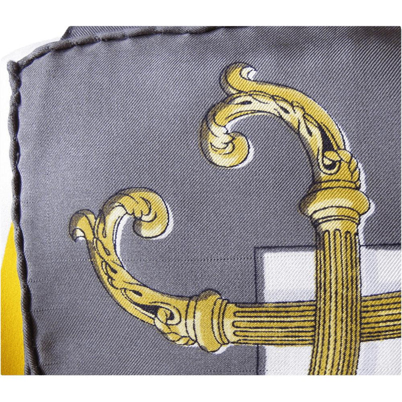 Hermes Vintage Grey Gold Arms of United States Twill silk 90cm - poupishop