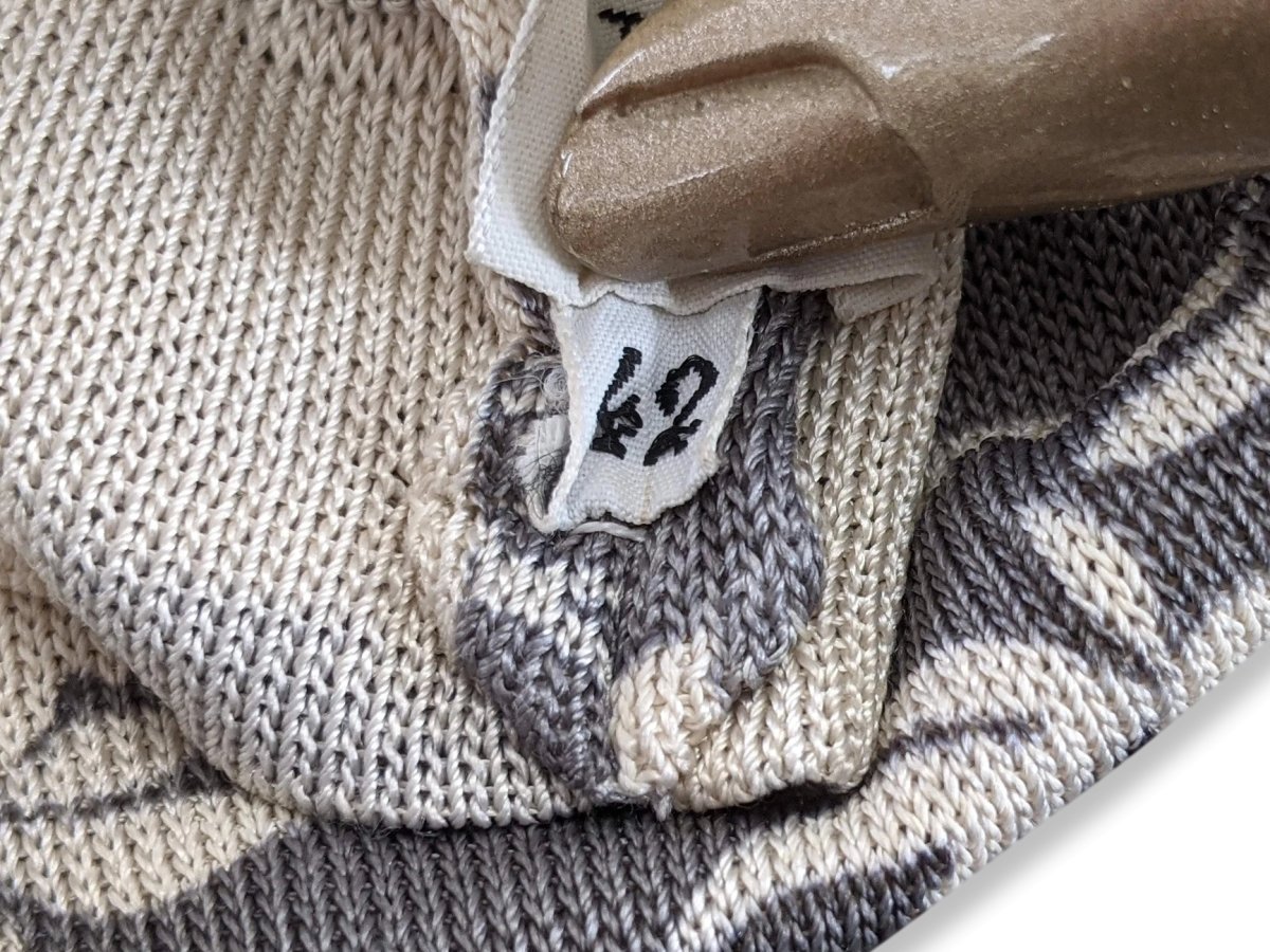 Hermes Vintage Gris/Blanc VIEILLE CHINE Long Sleeves Top Mesh Maille de Jersey de Soie, Rare! - poupishop