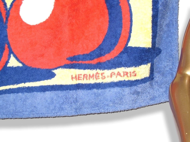 Hermes Vintage Lavande/Blanc/Multi FRUITS Tapis de Plage Terry Beach Towel 150 x 90cm cm - poupishop
