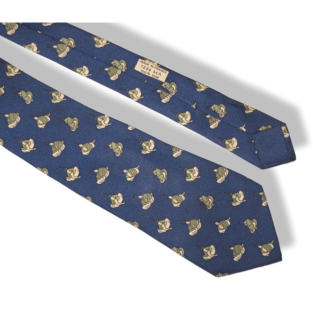 Hermes Vintage Navy Japan La ballade de Heian Silk Tie 7284 MA, Rare! - poupishop