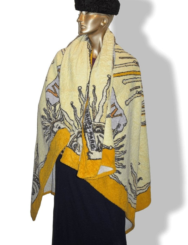 Hermes Vintage Pale Yellow Cadran Solaire Sundial Cotton Terry Beach Towel 150 x 180 cm (The biggest Model), Retail $1200! - poupishop