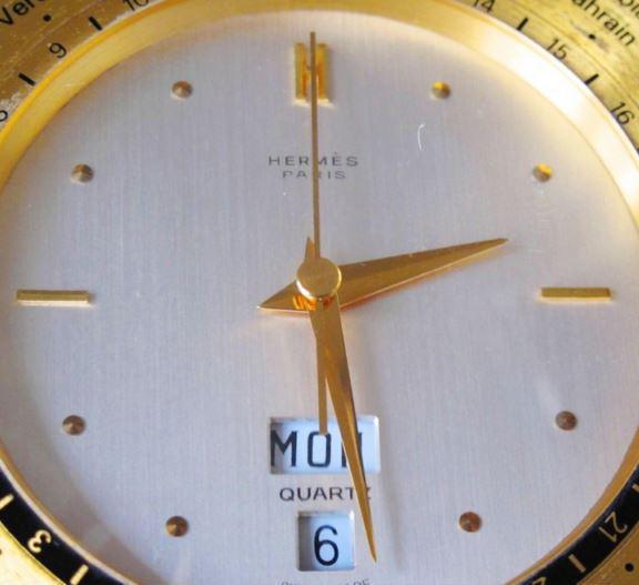 Hermes Vintage Quartz Desk Clock Heures du Monde GM - poupishop