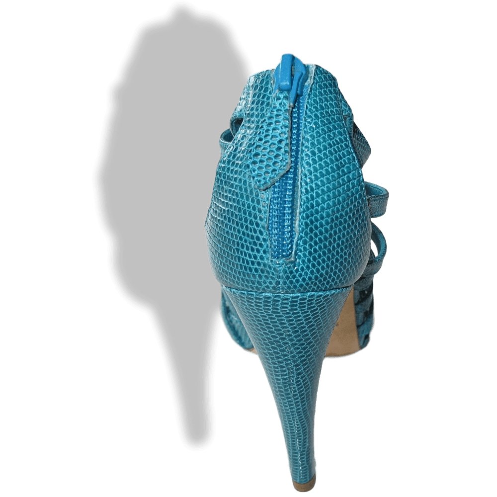 Hermes Vintage Sexy Turquoise Lizard Coquillage Women High Heels Sandals Shoes, New! - poupishop