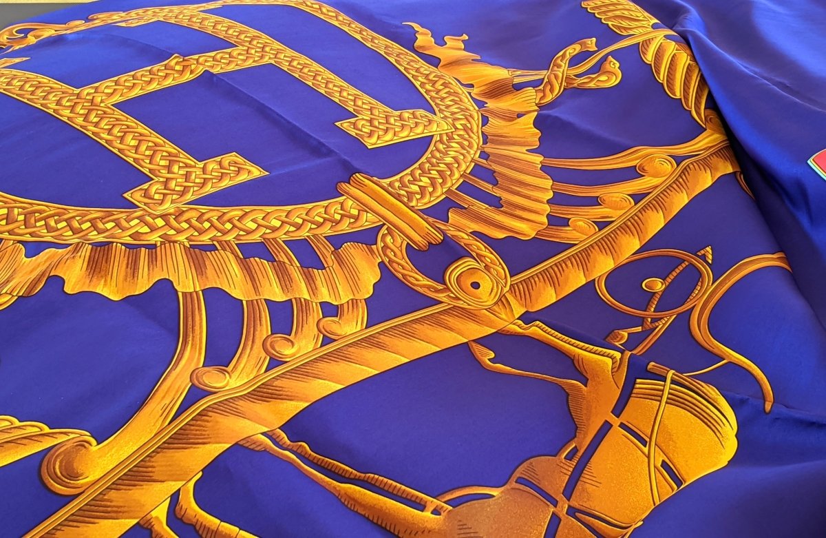 Hermes Vintage Special Issue 150 ans FEUX D'ARTIFICE 1837 - 1987 FLAG DRAPEAU 100% Silk, Very Rare and Exceptional! - poupishop