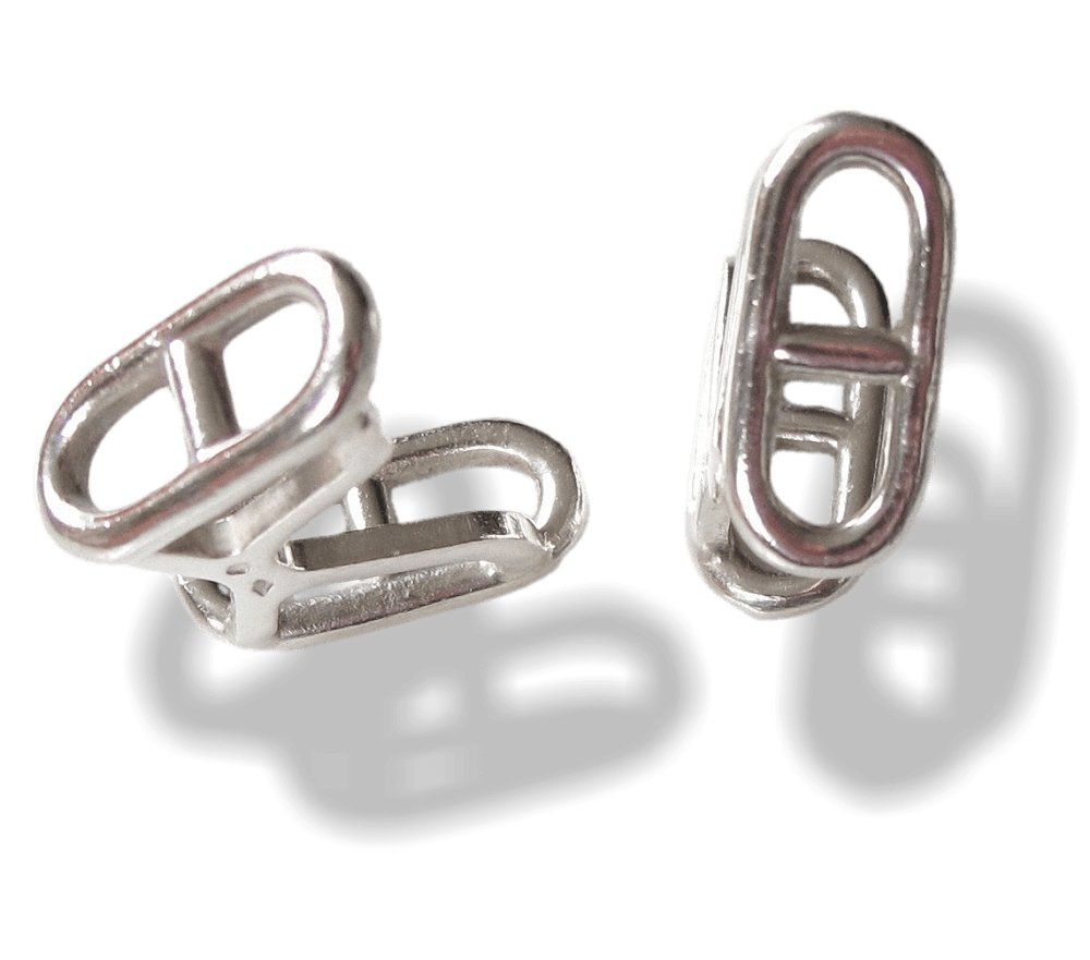 Hermes Vintage Sterling Silver Chaine D'ancre Maillon Cufflinks, Mint in Box! - poupishop