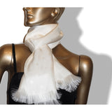 Hermes Vintage White Huge Napoleon Jacquard Bee Fringed Tuxedo Silk Stole, BNIB! - poupishop