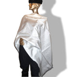 Hermes Vintage White Huge Napoleon Jacquard Bee Fringed Tuxedo Silk Stole, BNIB! - poupishop