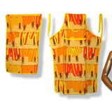 Hermes Vintage Yellow Red Orange SANGLES 100% Cotton Cooking Apron and Kitchen Towel, New! - poupishop