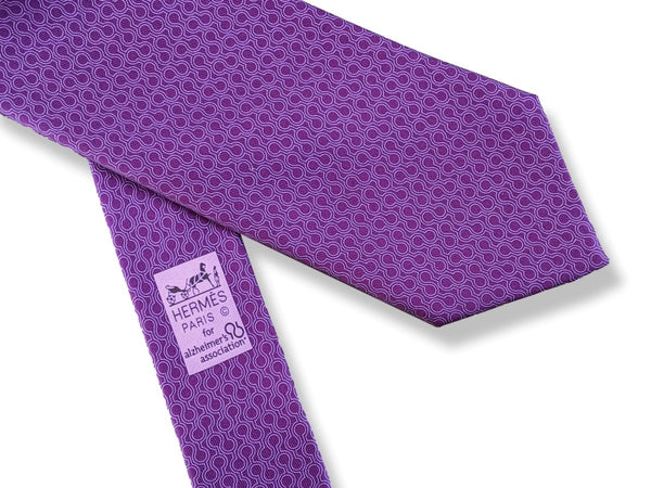 Hermes Violet Special Issue for Alzheimer's Association Twill Silk Tie 9 cm Nr. 606149 UA, New! - poupishop