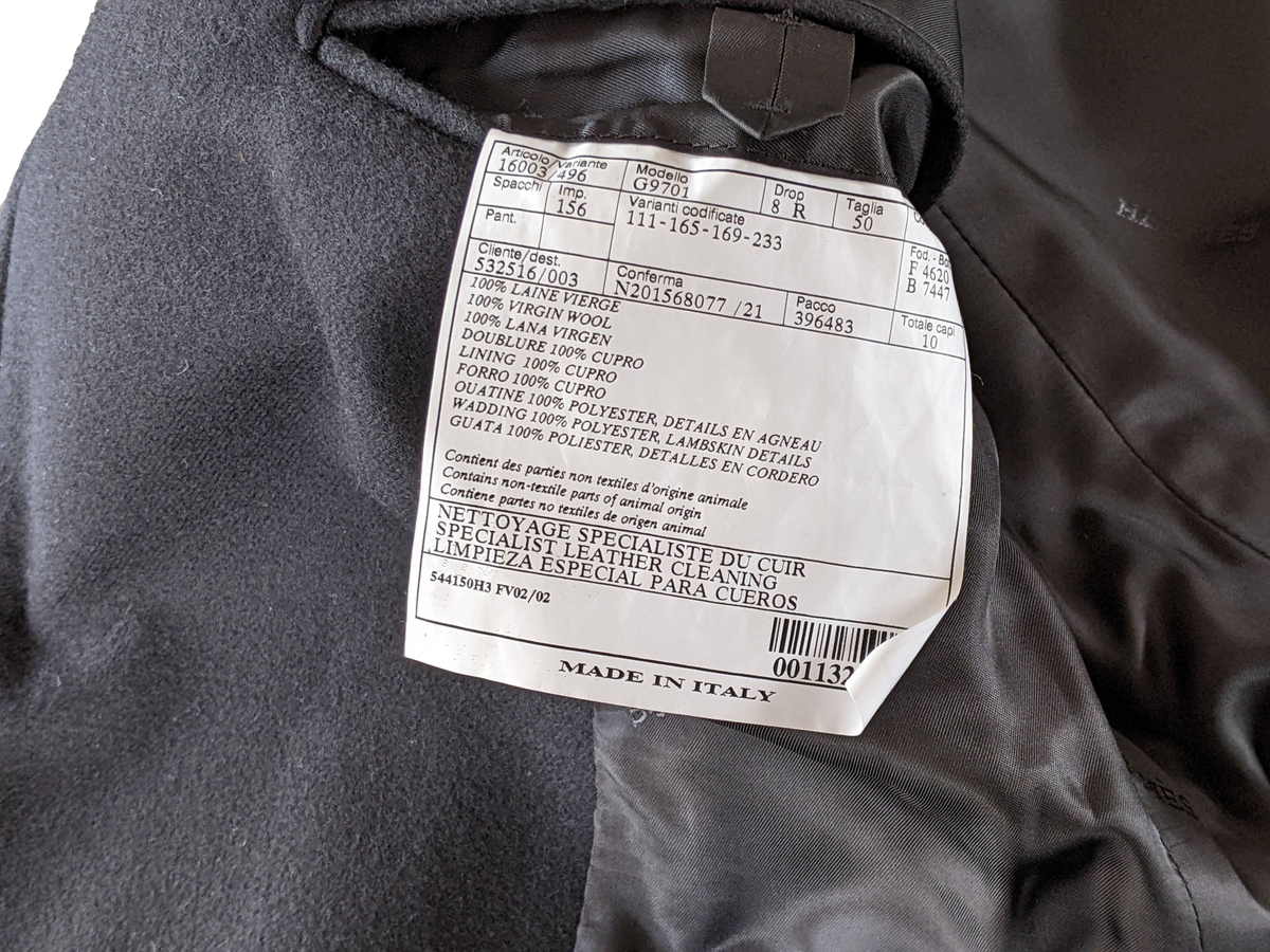 Hermes Noir/Noir 100% Virgin Wool with Lambskin Details Men's Jacket Sz50
