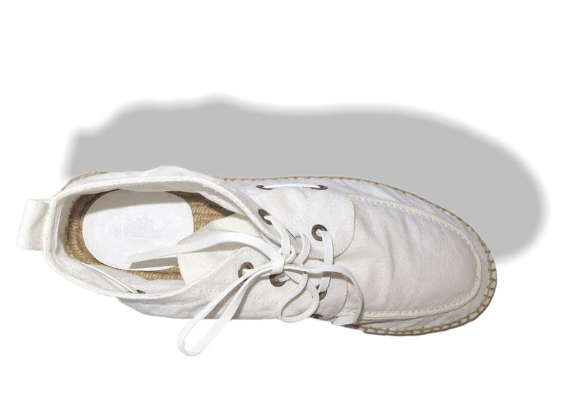Hermes White Canvas and Natural Cord Cassis Espadrilles Men Mid Shoes Sz43, NIB! - poupishop