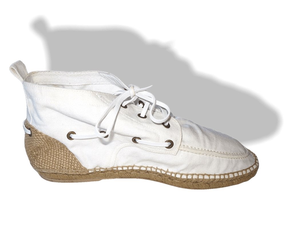 Hermes White Canvas and Natural Cord Cassis Espadrilles Men Mid Shoes Sz43, NIB! - poupishop