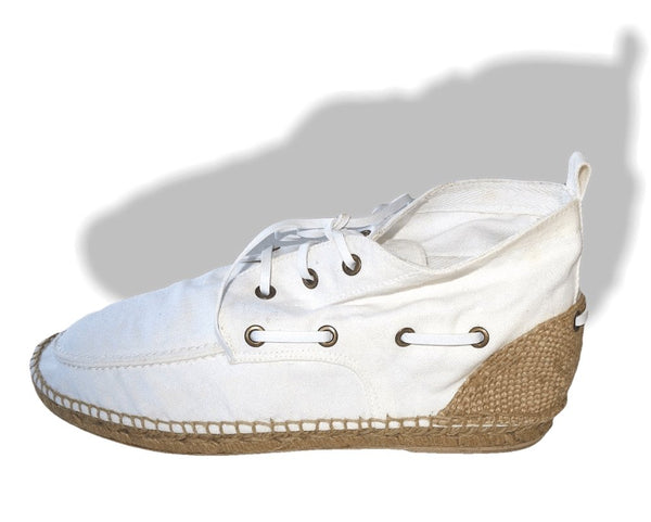 Hermes White Canvas and Natural Cord Cassis Espadrilles Men Mid Shoes Sz43, NIB! - poupishop