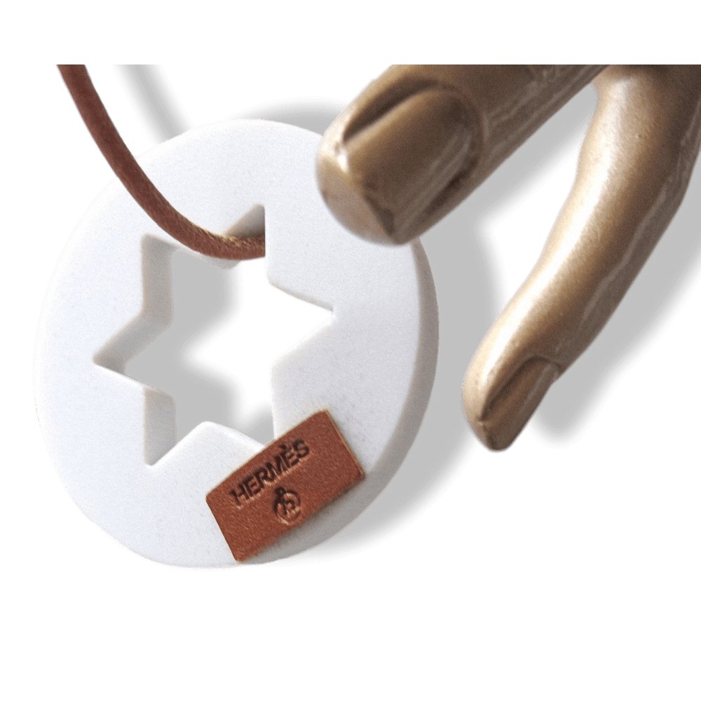 Hermes White Ceramic Star Petit H Bag Charm Keyring Key Rings NIB
