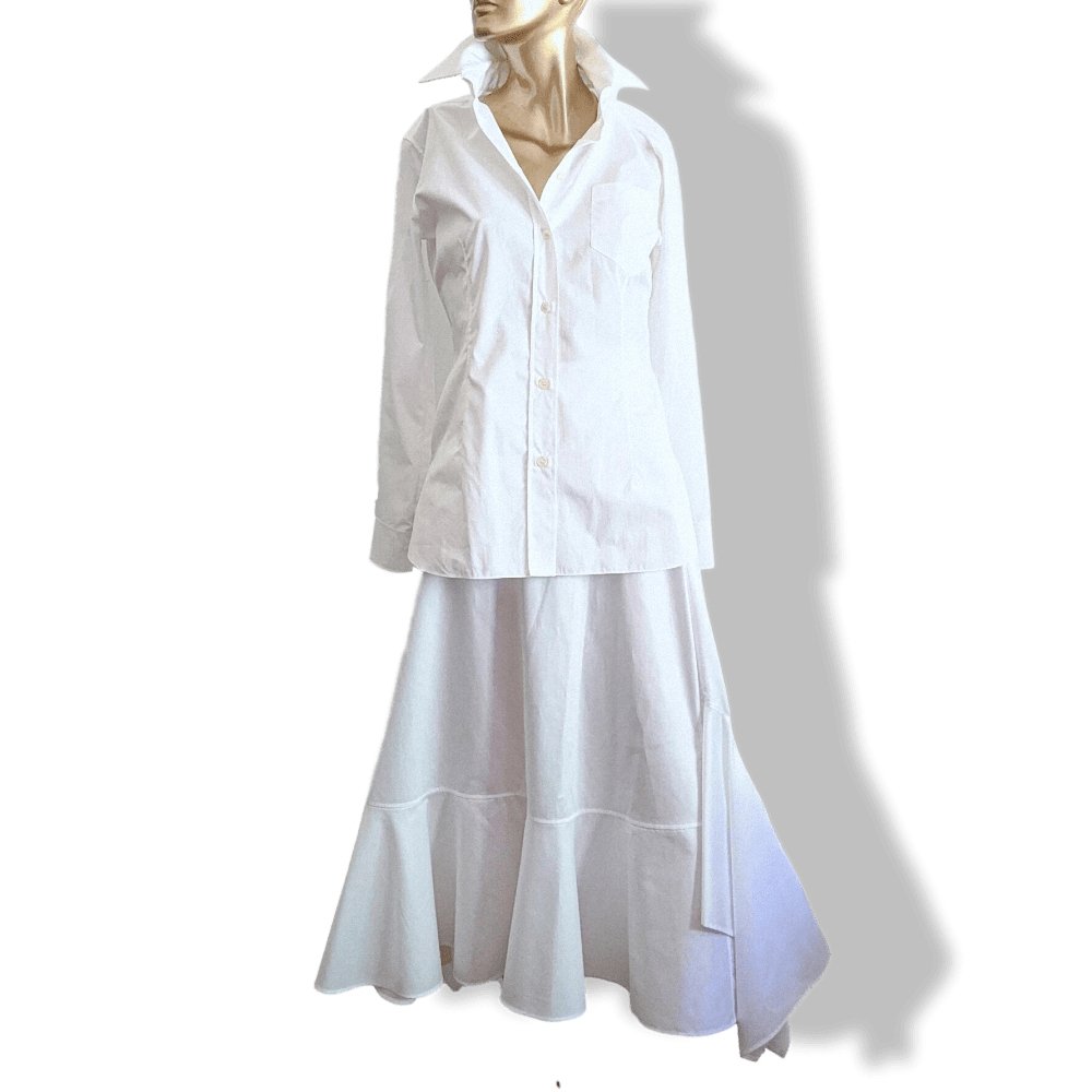 Hermes White Chintz Cotton JUPE A GODETS Skirt Sz 40, Ret. €1200, BNWT! - poupishop