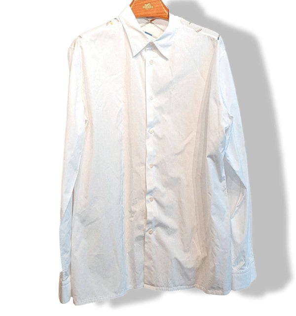 Hermes White Cotton Men Shirt MIKADO Sz44, RARE! - poupishop