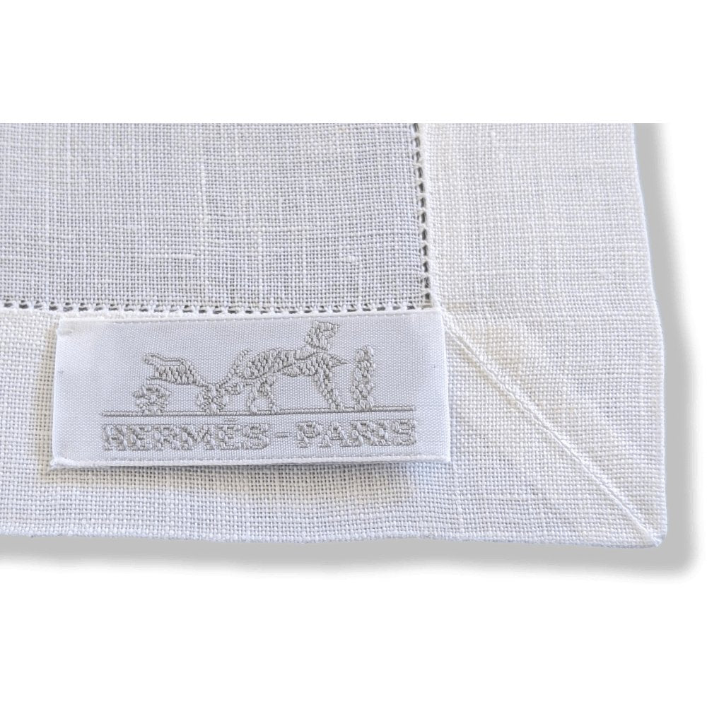 Hermes White Embroidered H Linen Placemat SET DE TABLE 2 Pc, BNIB! - poupishop