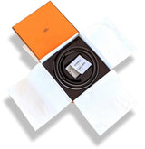 Hermes White Etoupe Epsom Calfskin Reversible Strap for Belt 24 mm Sz75, BNIB! - poupishop