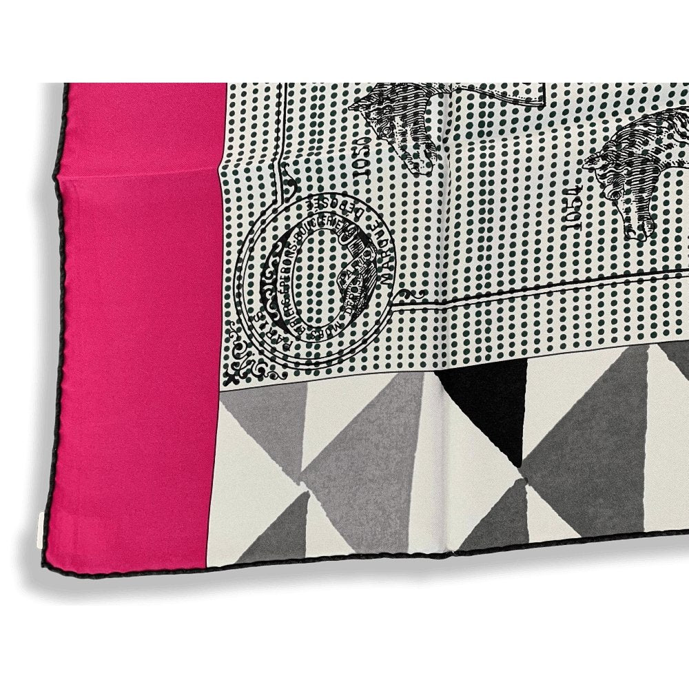 Hermes White Indian Pink MANUFACTURE DE BOUCLERIES DETAIL by Gianpaolo Pagni Wash Silk Carre 90cm cm, BNWTIB! - poupishop