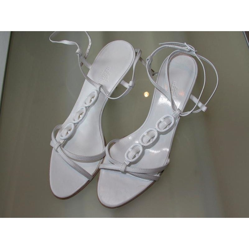 Hermes White Kiru Sandals Women Shoes, NIB! - poupishop