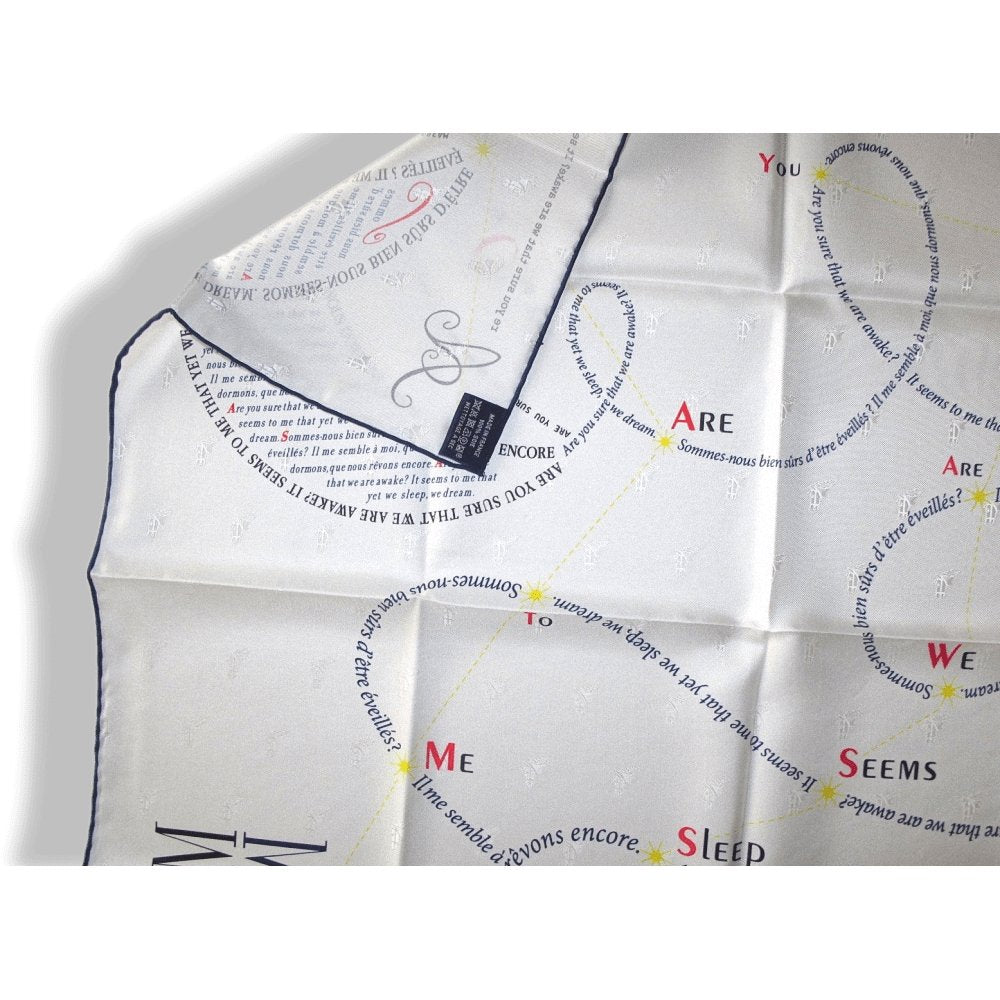 Hermes White Navy Yellow CARREVE (Shakespeare) Jacquard Twill Silk Scarf 70 cm, Rare, NIB! - poupishop