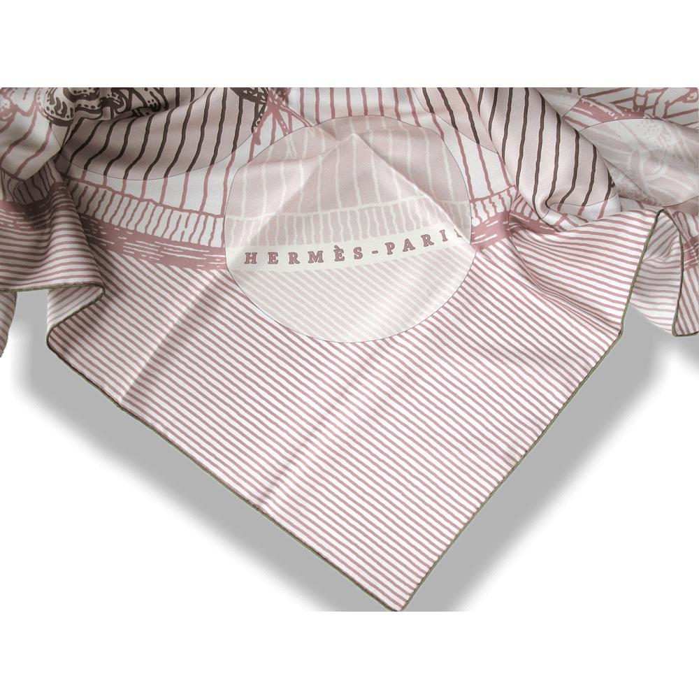 Hermes White Rose Kaki Suite et Poursuite Twill 140, New! - poupishop