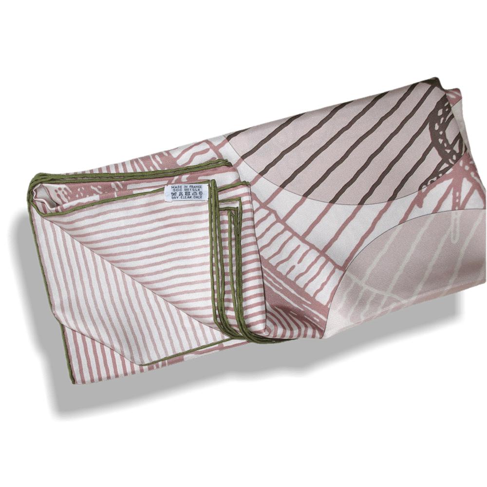 Hermes White Rose Kaki Suite et Poursuite Twill 140, New! - poupishop