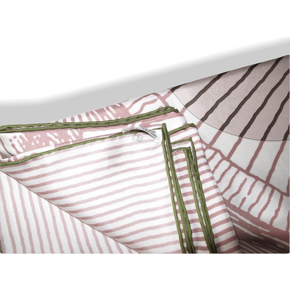 Hermes White Rose Kaki Suite et Poursuite Twill 140, New! - poupishop