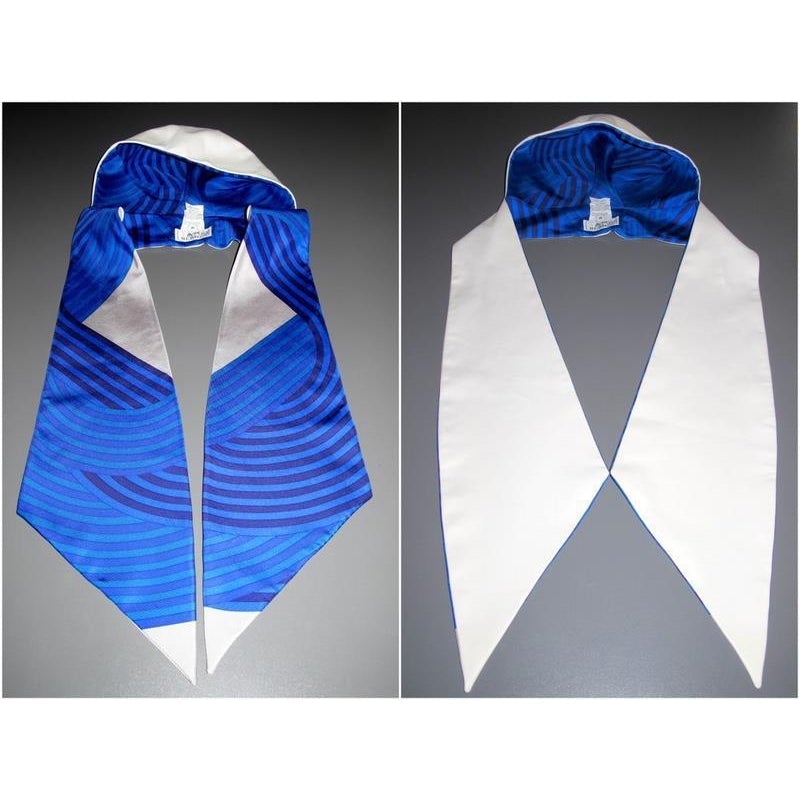 Hermes White/Blue Hypnotique Lamskin Maillon Twill Hat Stole SzM, New! - poupishop
