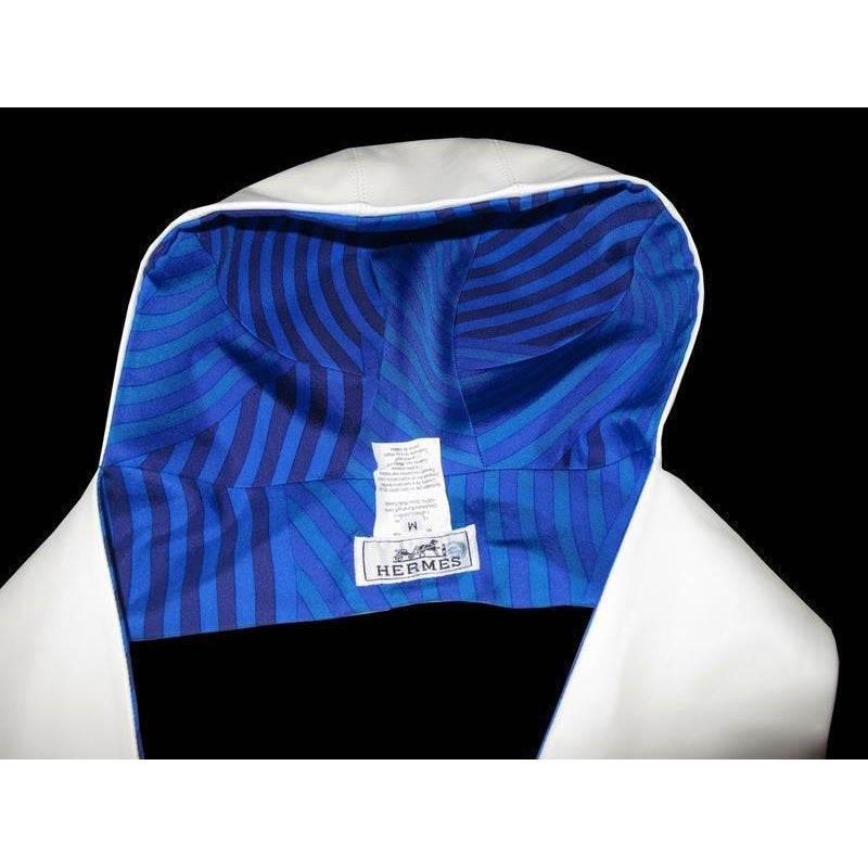 Hermes White/Blue Hypnotique Lamskin Maillon Twill Hat Stole SzM, New! - poupishop