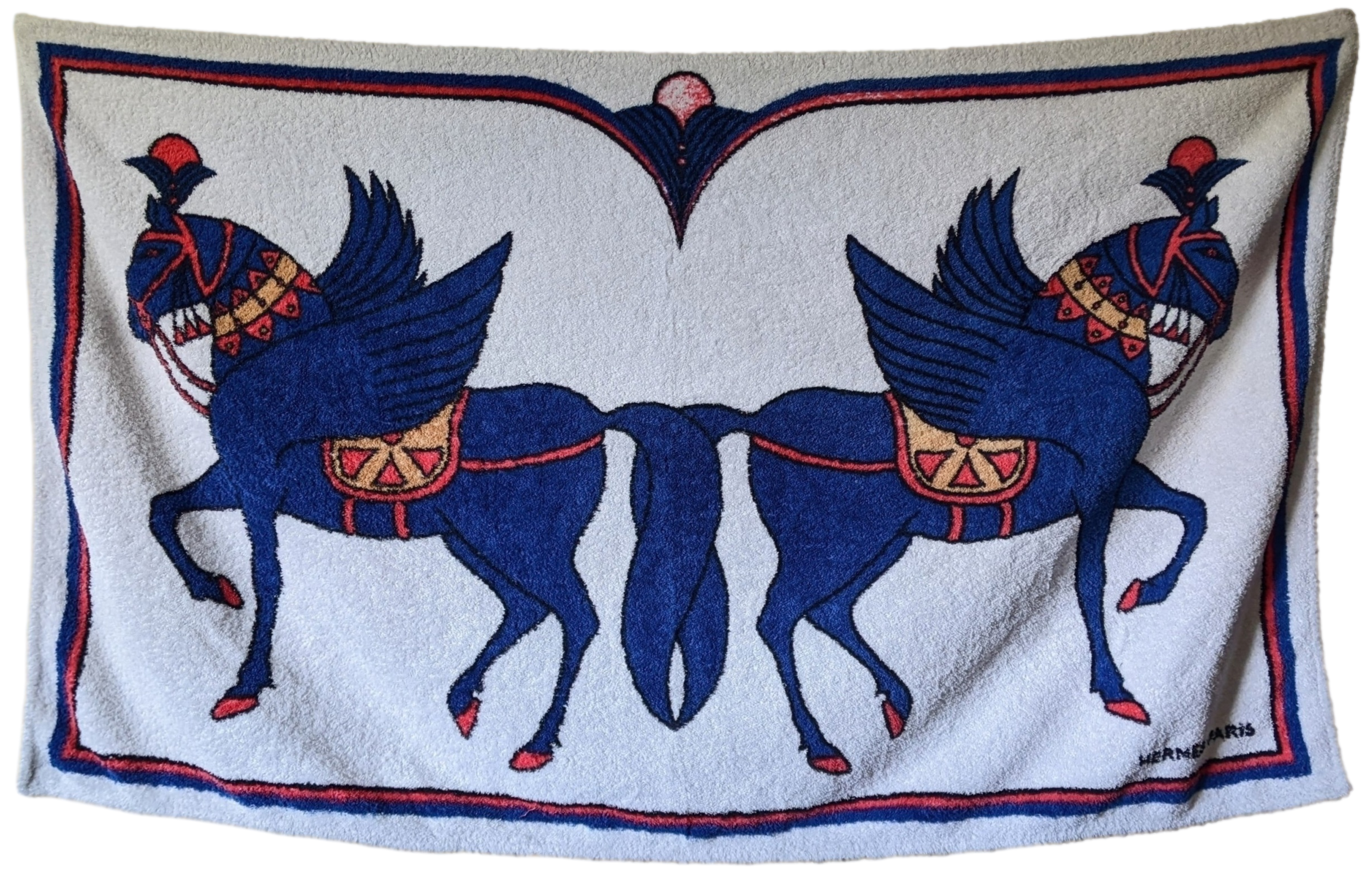 HERMES Vintage WINGED HORSES Beach Towel 90 x 150 cm