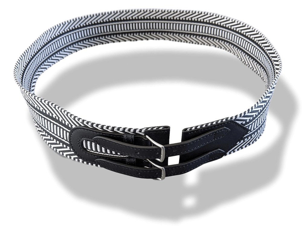 Hermes Woman Ecru-Noir/Noir Sombrero Calfskin SANGLE CAVALE 50 Complete Belt Sz90cm, BNWTIB!! - poupishop