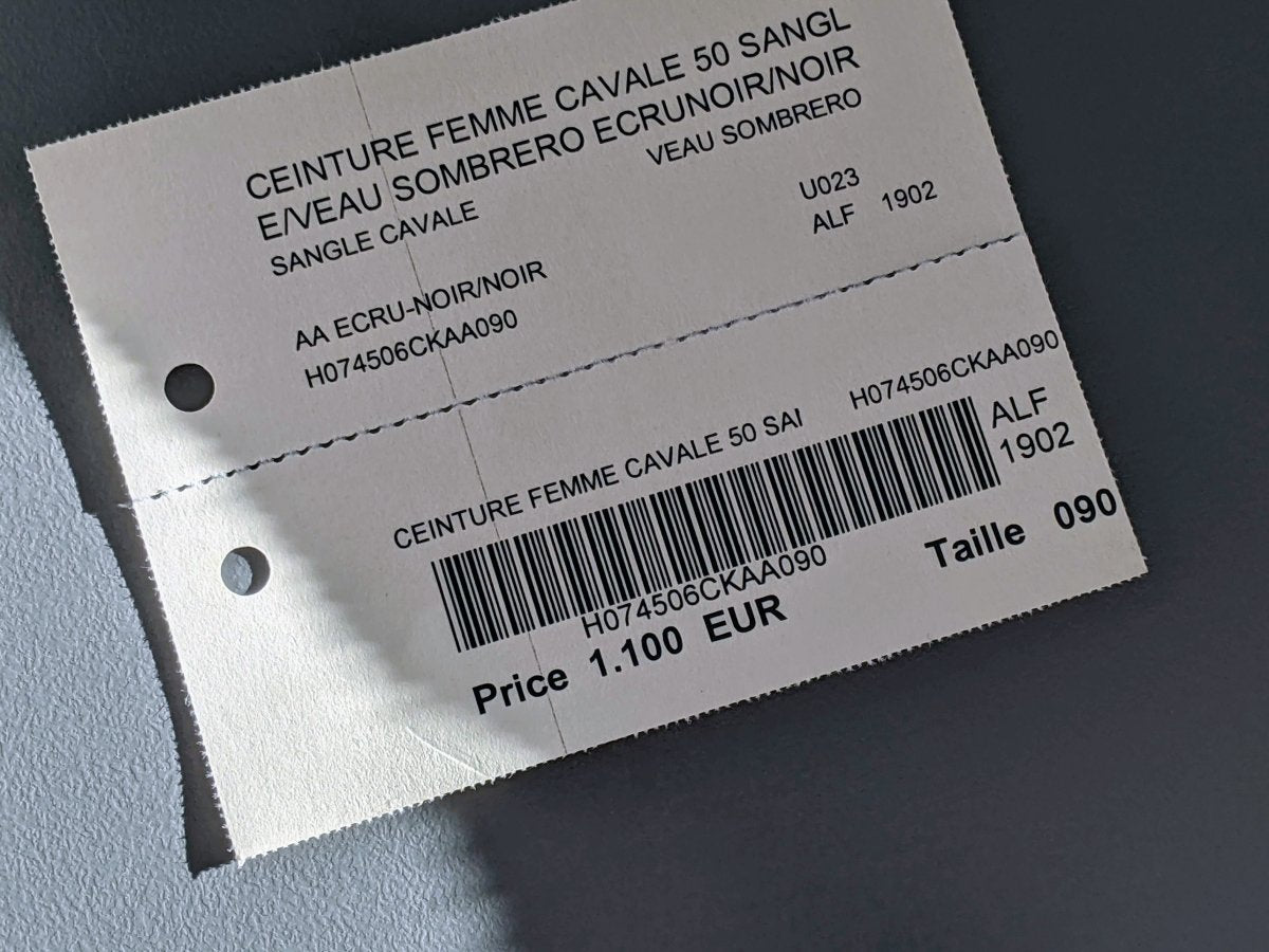 Hermes Woman Ecru-Noir/Noir Sombrero Calfskin SANGLE CAVALE 50 Complete Belt Sz90cm, BNWTIB!! - poupishop