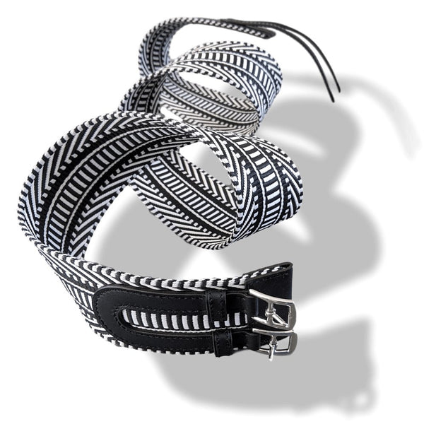 HERMES woman Ecru-Noir canvas cavale belt Sombrero Calfskin Paris Made in France Hermes Woman Ecru-Noir/Noir Sombrero Calfskin SANGLE CAVALE  main image 3