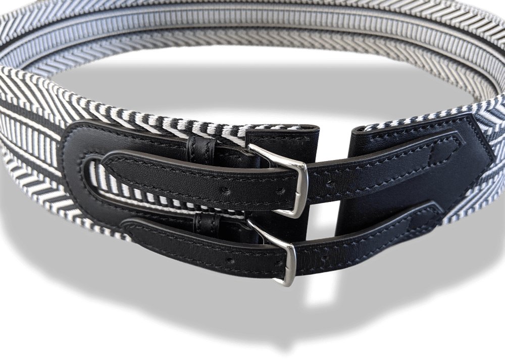 Hermes Woman Ecru-Noir/Noir Sombrero Calfskin SANGLE CAVALE 50 Complete Belt Sz90cm, BNWTIB!! - poupishop